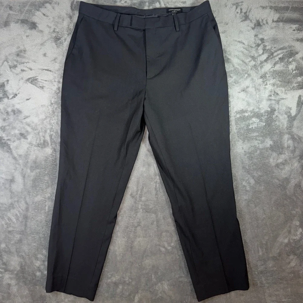 Mens 36x30 Banana Republic Tailored Fit Dress Pants Black Excellent Flat Front
